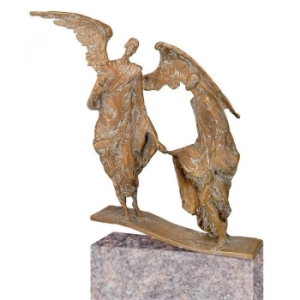 Bronzestatue Engel und Mann